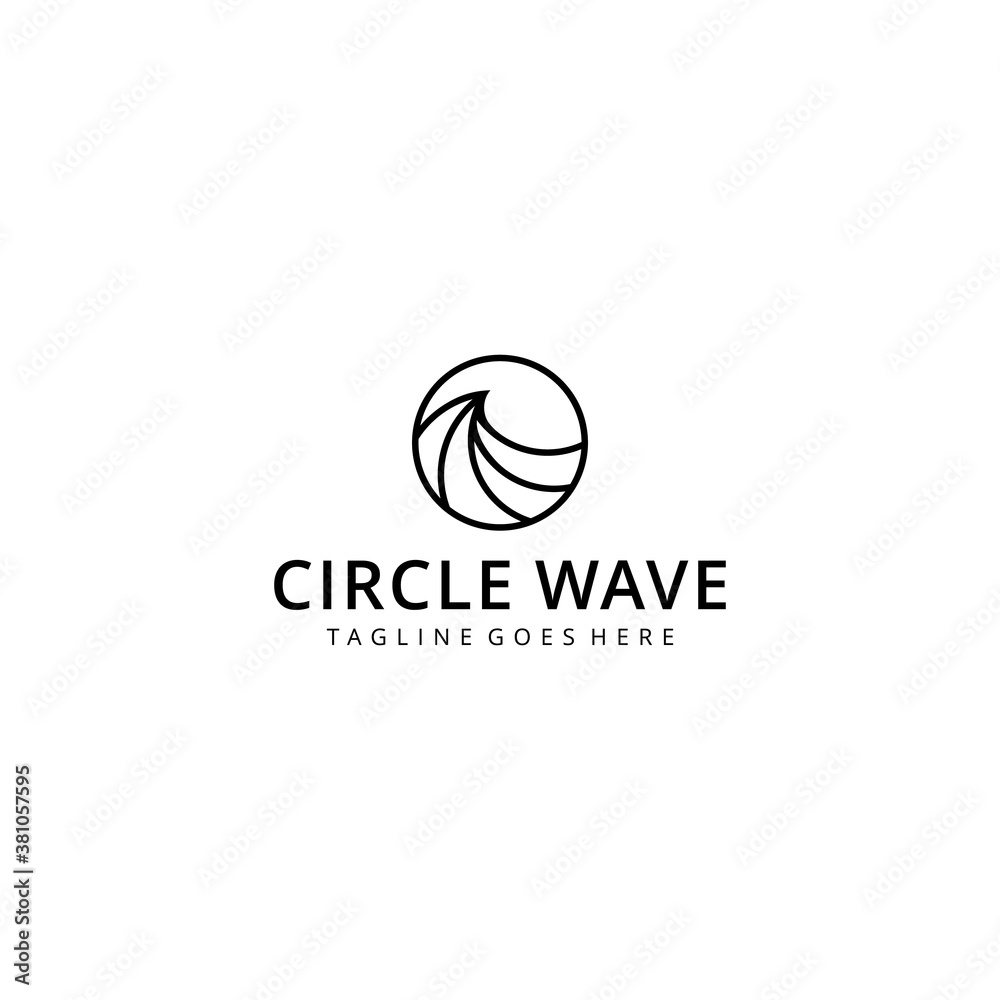 Illustration creative luxury abstract water wave sea on circle Logo icon Template