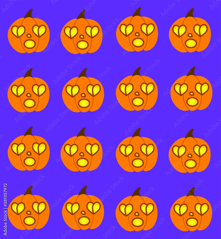Fototapeta premium Pattern for Halloween. Background with pumpkins. Colored background for the holidays