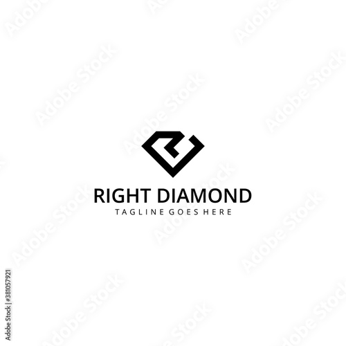 Illustration modern silhouette stylist Diamond with letter R sign monogram logo vector