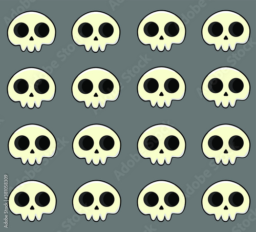 Fototapeta Naklejka Na Ścianę i Meble -  Pattern for Halloween. Background with skulls for the holidays. Colored background for the holidays. Cute skulls