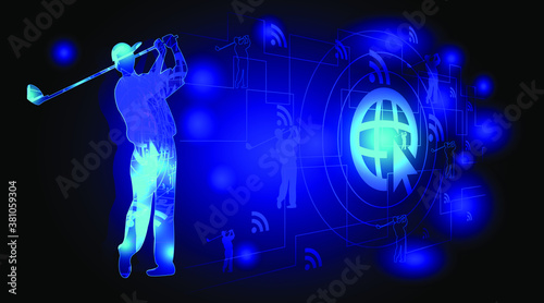 Golf sport background design. Website landing page. Template for apps. Technology. Vector illustration.