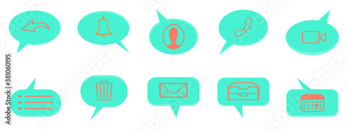 Set of colorful speech bubble with message sign symbol icons element objects collection, abstract background wallpaper pattern seamless vector illustration graphic design 