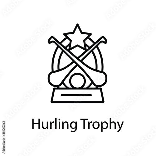 hurling award trophy vector line icon