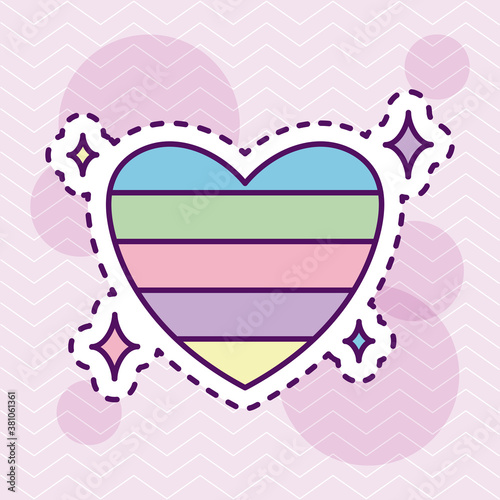 cute and colorful heart, patch style