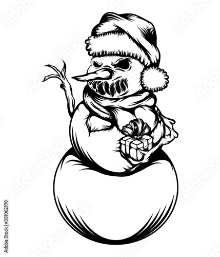 The snowman with the scare face for the Christmas