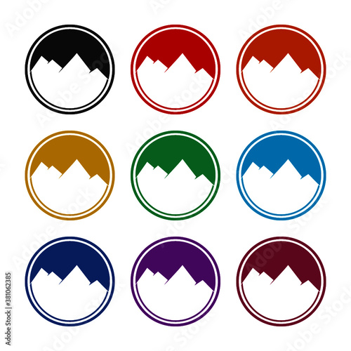 Mountains in a circle icon, color set