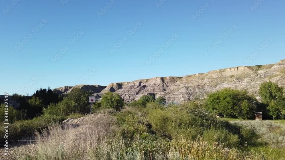 Driving through the Badlands near Drumheller, Alberta Driving through the Badlands near Drumheller, Alberta
