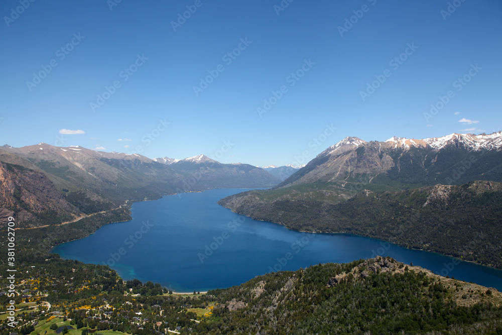 Lake, trees and mountains in Bariloche, Argentina