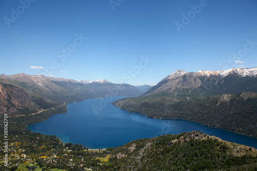 Lake  trees and mountains in Bariloche  Argentina