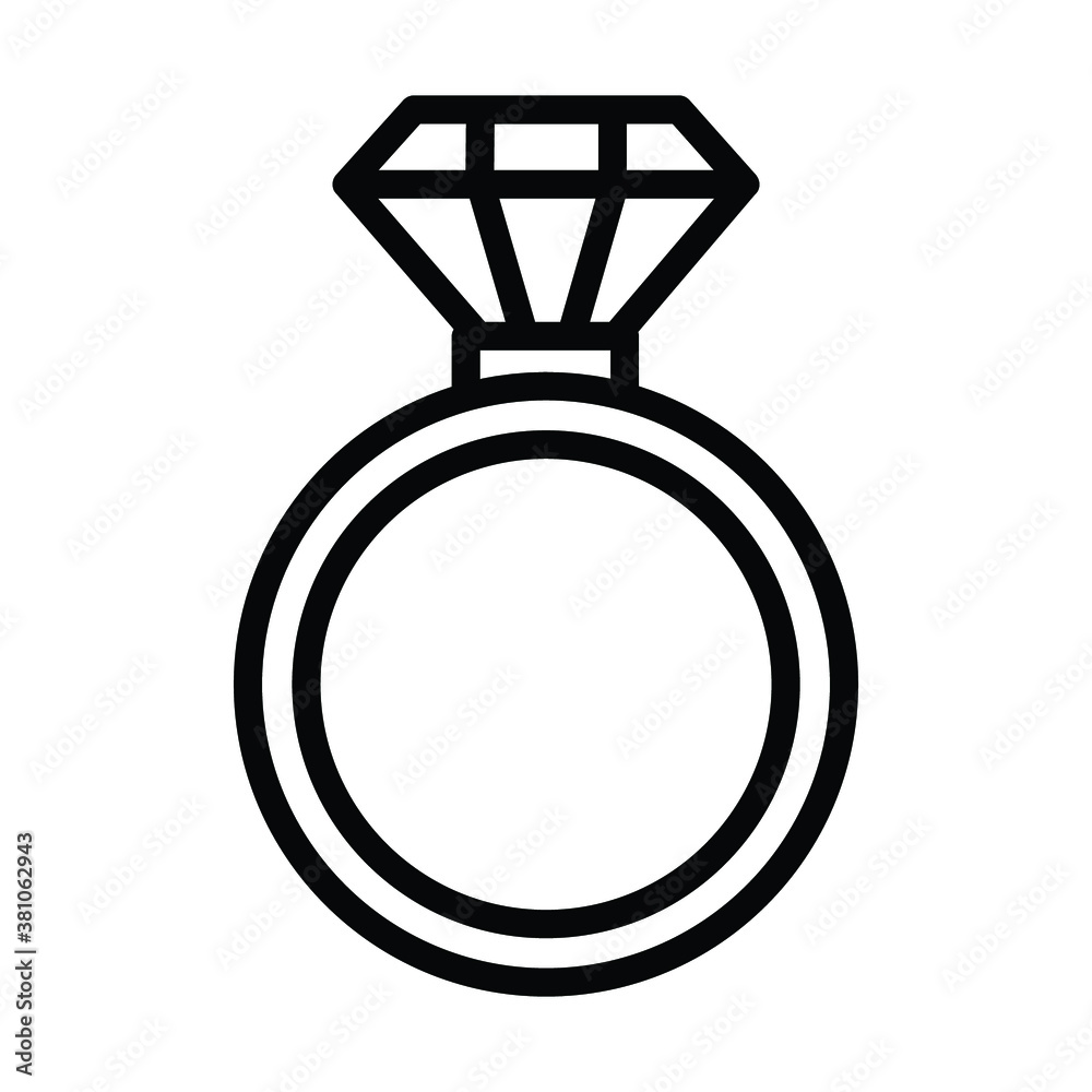 Dimond ring vector line icon Dimond ring vector line icon