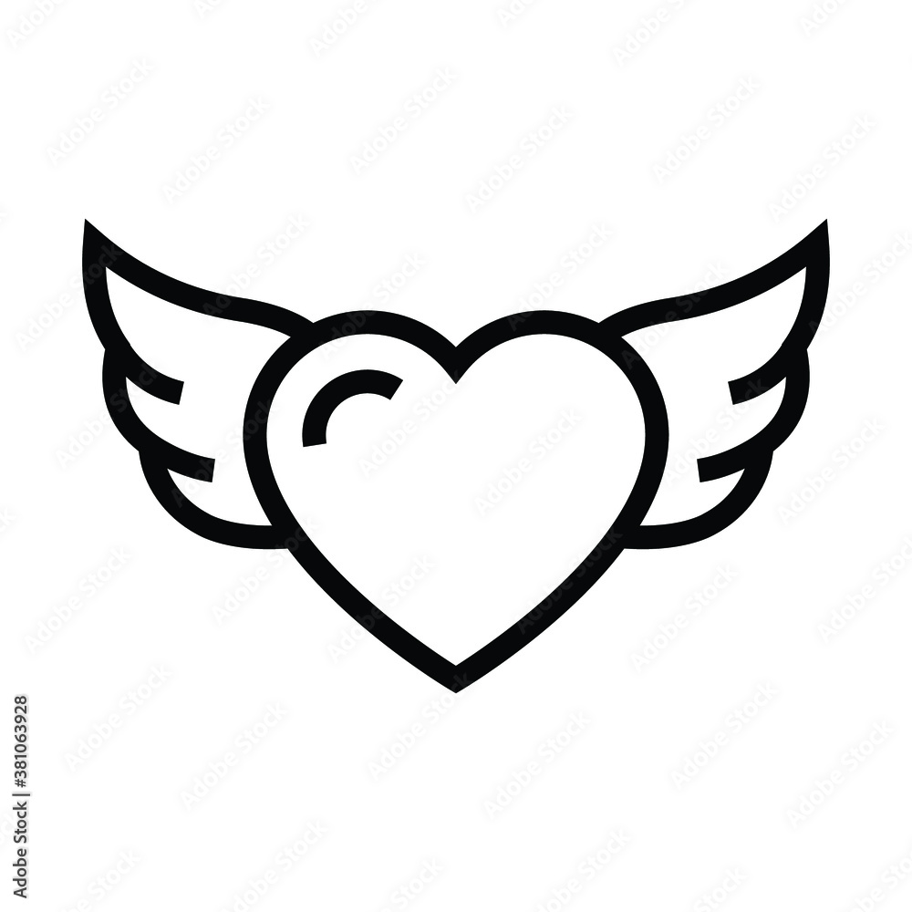 angel heart vector line icon