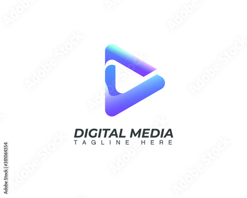 Arrow play logo geometric shape modern,technology, digital media and creative symbol