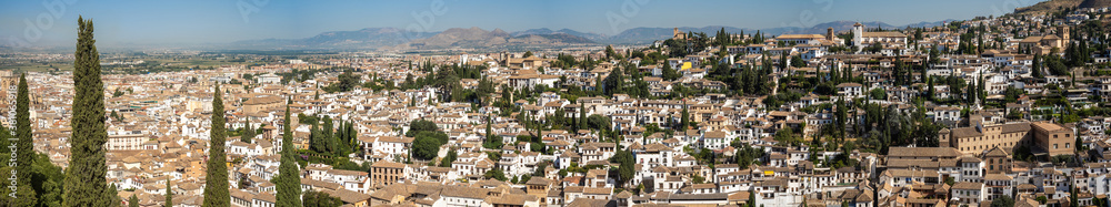 Albayzin district of Granada, Spain, from the towers of the Alhambra