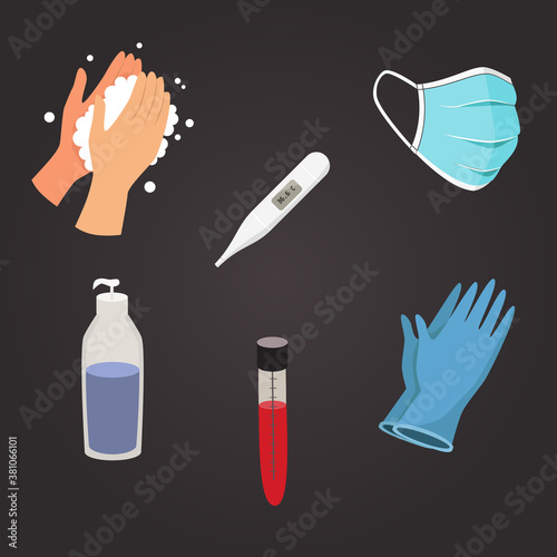 Collection of flat, color, vector icons. Coronavirus and epidemy protection.