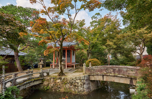 The stone bridges to the small shrine. Kiyomizu-dera Temple. Kyoto. Japan