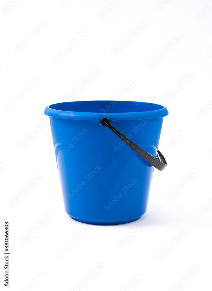 Blue plastic bucket on a white background of large volume. Blue plastic bucket on a white background of large volume.