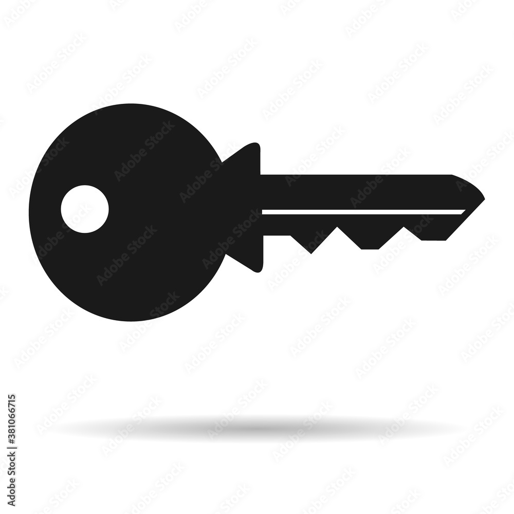 Web key icon with shadow, Lock symbol isolated on white background, house protection for web, website Web key icon with shadow, Lock symbol isolated on white background, house protection for web, website