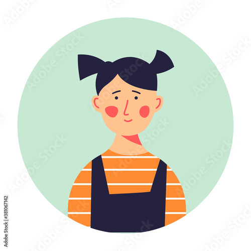 Small girl with ponytails portrait of kid vector