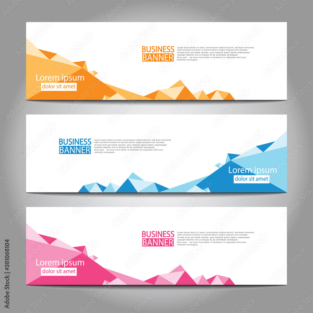 Fototapeta premium Vector abstract design web banner template. Web Design Elements - Header Design. Abstract geometric web banner template on grey background.Modern banner.