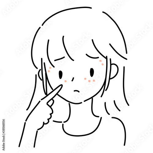 顔イボに悩む若い女性