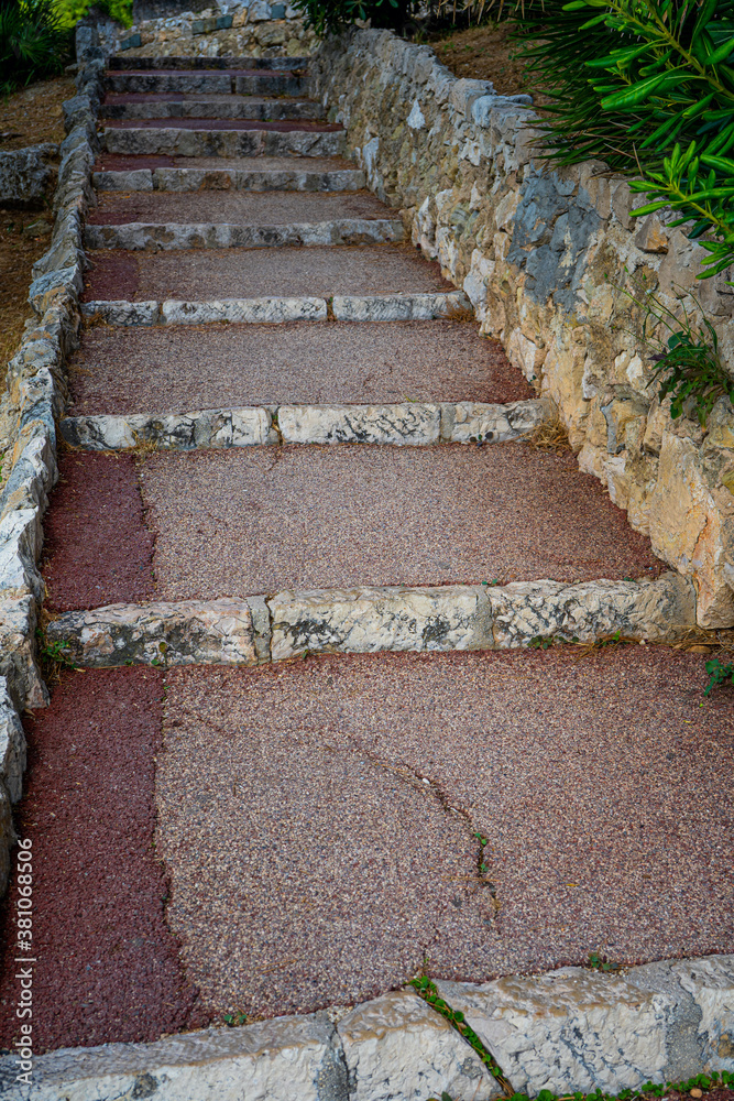 Old Mediterranean and medieval style stone stairs in old European town Old Mediterranean and medieval style stone stairs in old European town