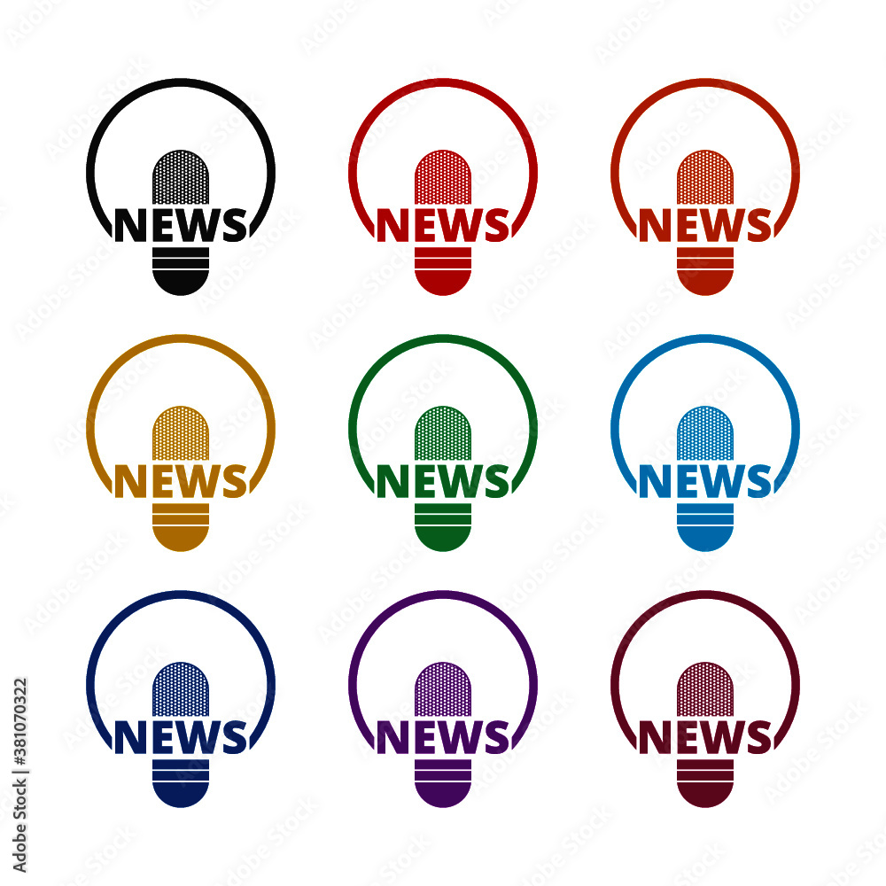 Microphone icon. News icon, color set