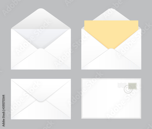 Mockup realistic envelopes. Open and closed envelopes. Vector illustration eps 10