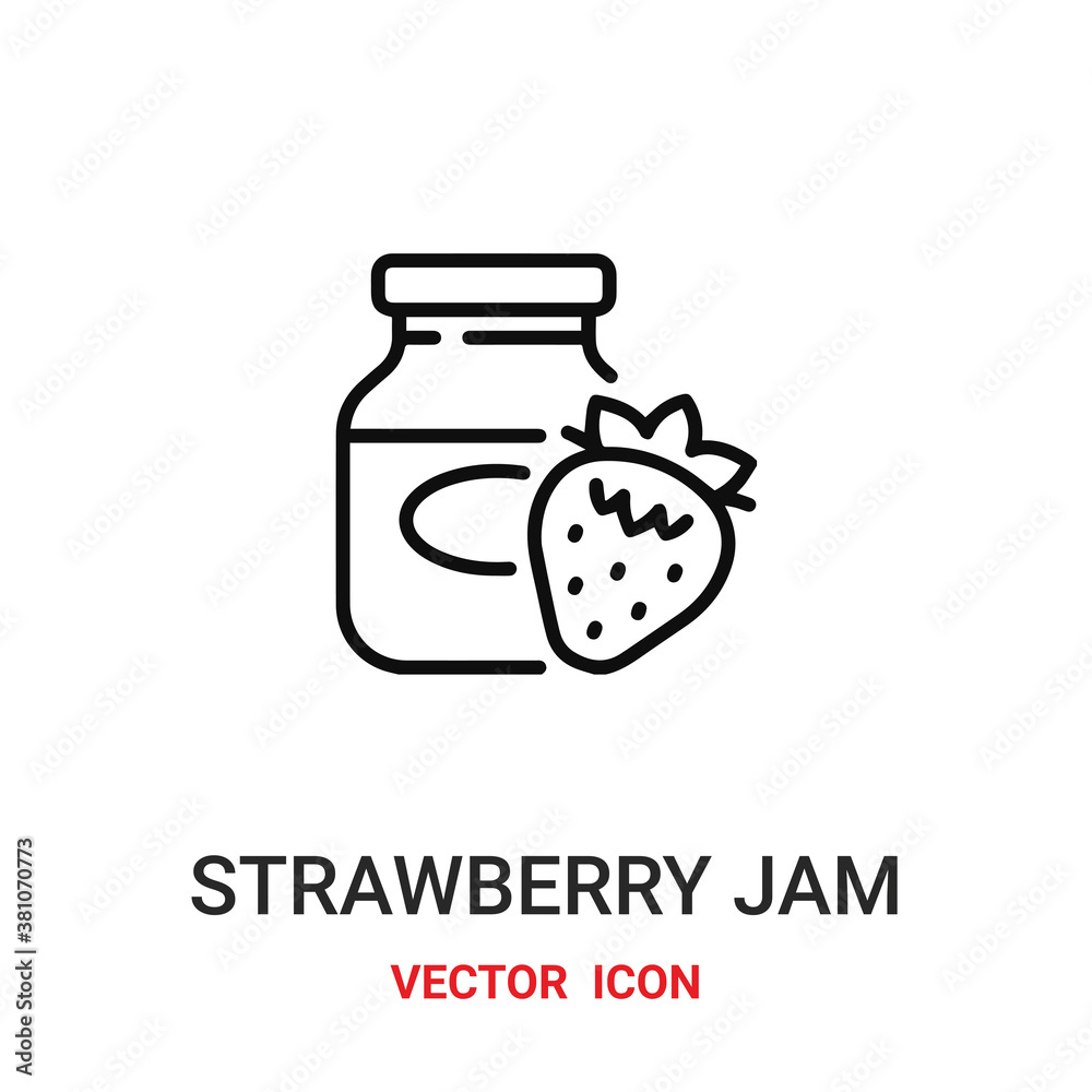 Strawberry jam vector icon. Modern, simple flat vector illustration for website or mobile app.Jam symbol, logo illustration. Pixel perfect vector graphics Strawberry jam vector icon. Modern, simple flat vector illustration for website or mobile app.Jam symbol, logo illustration. Pixel perfect vector graphics
