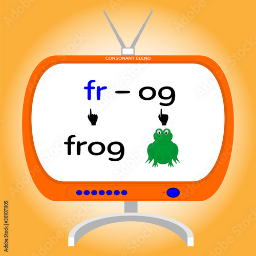 consonant blend, Fr word, flash card, learning English
