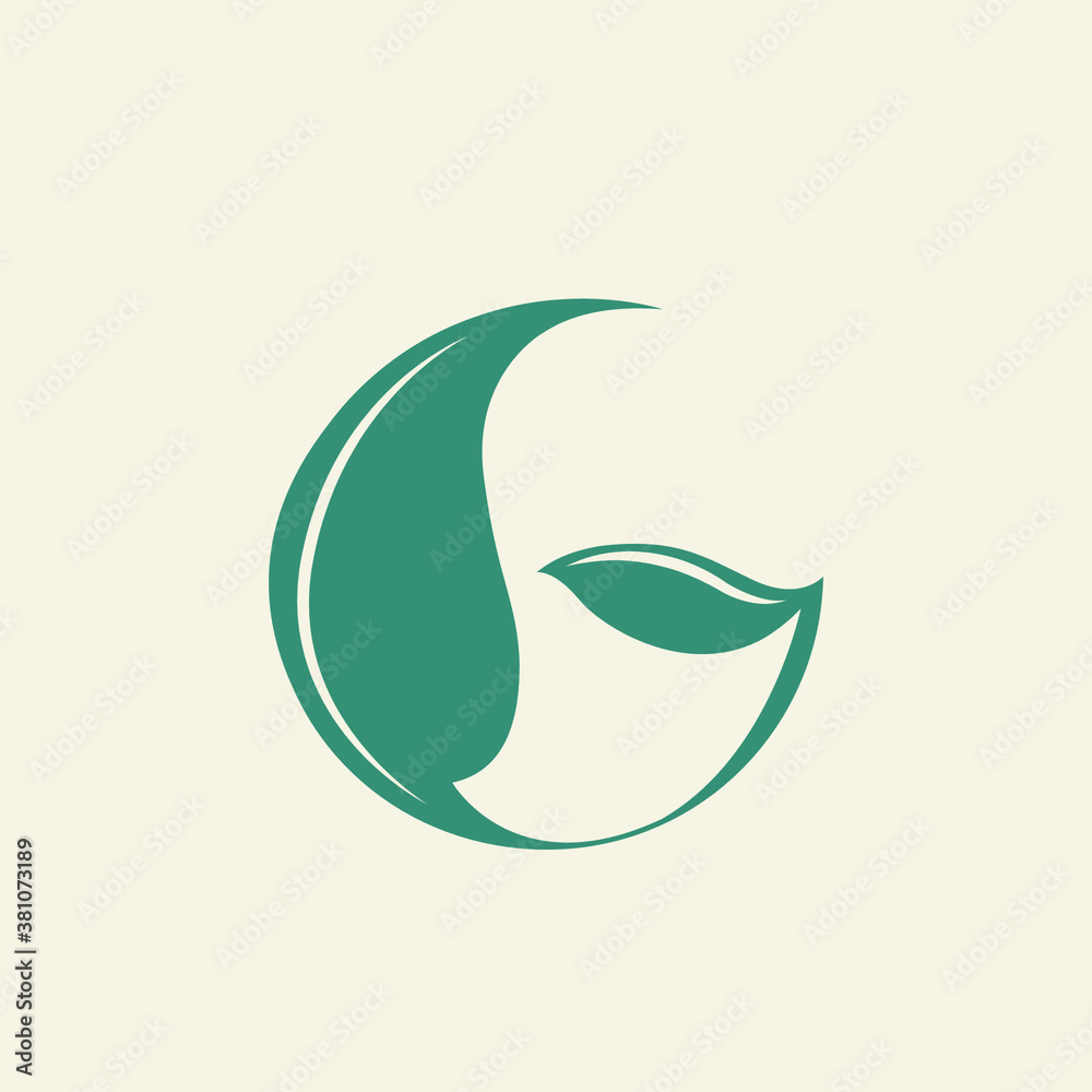 Letter G made of leaves.Organic elements typographic logo.Lettering icon with green natural details.Style, cosmetics, ecological food and health initial illustration isolated on light background. Letter G made of leaves.Organic elements typographic logo.Lettering icon with green natural details.Style, cosmetics, ecological food and health initial illustration isolated on light background.