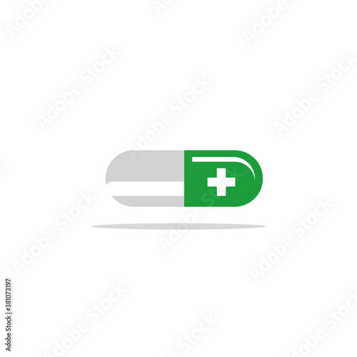Doctor capsul stethoscope plus illustration vector logo design for medical and health care pharmacy and clinic symbols.