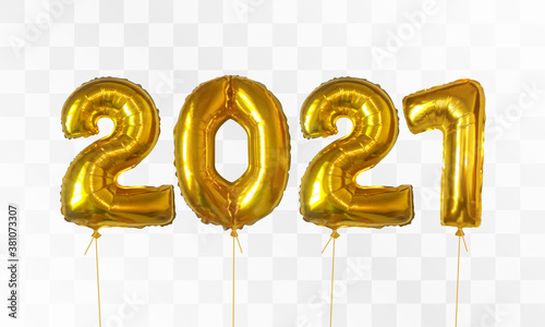Gold foil balloons number 2021