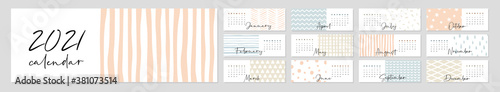 Calendar 2021. Yearly Planner with all Months.
