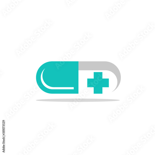 Doctor capsul stethoscope plus illustration vector logo design for medical and health care pharmacy and clinic symbols.