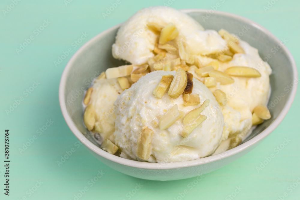 fresh almond ice cream scoops