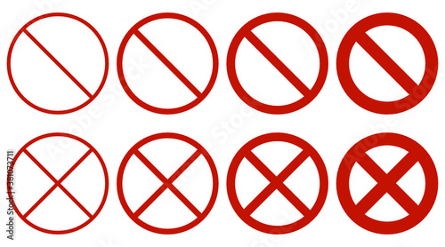 Free Download Set of red no sign and x mark - GFXLoad