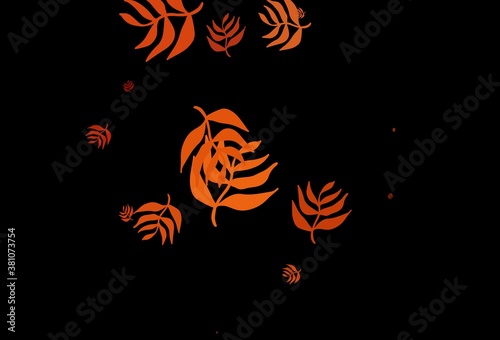 Dark Red vector abstract background with leaves.