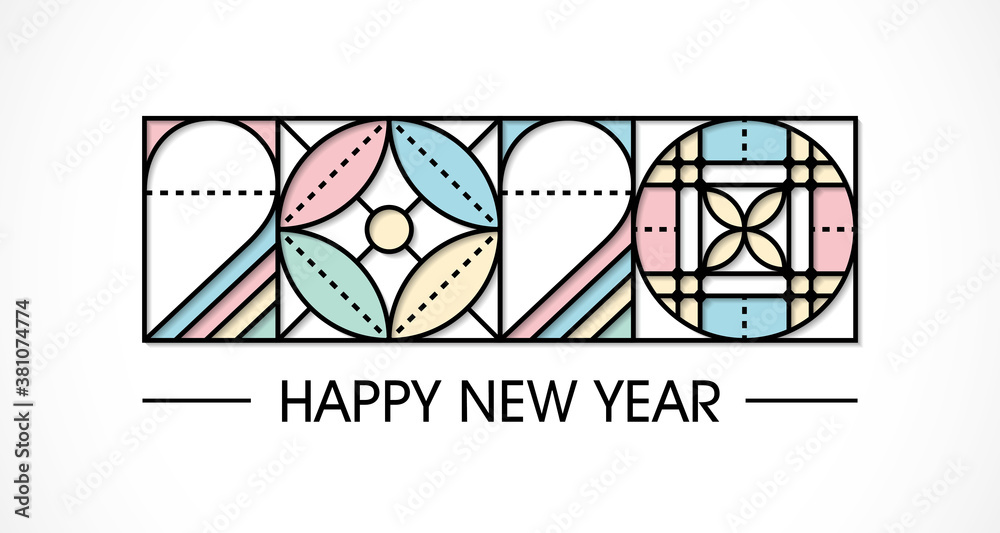 Fototapeta premium Happy new year 2020 text design