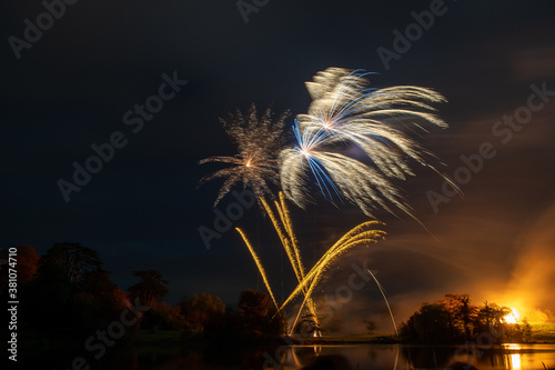 Long exposure of fireworks at Sherborne castle in Dorset photo