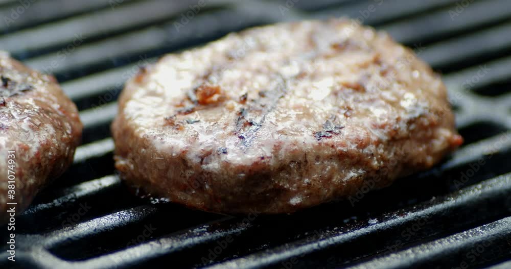 Homemade meat burger is grilled with smoke. Homemade meat burger is grilled with smoke.