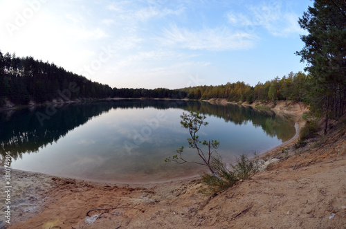 Blue Lake in the Chernigow region  Ukraine.Former quarry of quartz sand for glass production.Popular local resort at present