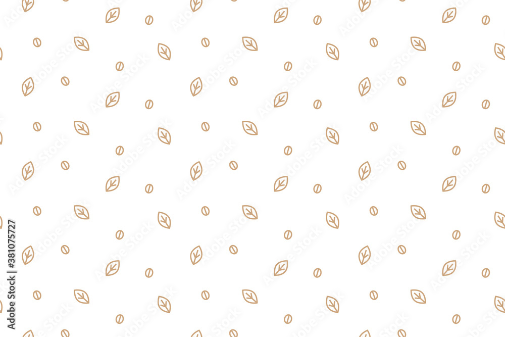 Foliage with coffee vector seamless pattern. White background modern style. Foliage with coffee vector seamless pattern. White background modern style.