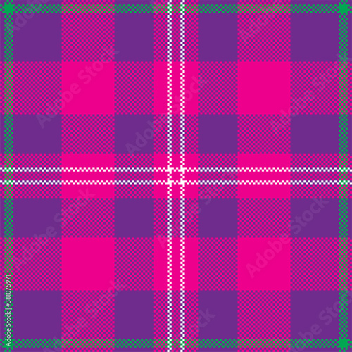 Pixel background vector design. Modern seamless pattern plaid. Square texture fabric. Tartan scottish textile. Beauty color madras ornament.