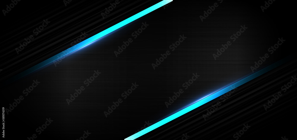 Abstract template black strip line diagonal with light blue effect on black texture with copy space for text. Technology style. Abstract template black strip line diagonal with light blue effect on black texture with copy space for text. Technology style.