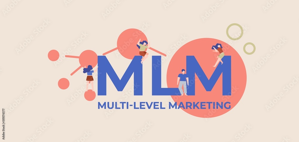 Fototapeta premium MLM multi level marketing. Business level of profitable trade and successful financial income distribution corporate business protection retail product industrial loans and countering vector crisis.