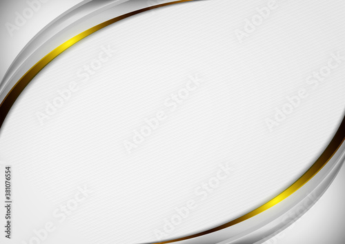 The white curve pattern background has a slightly different intensity, cut with golden curves, simple yet elegant.