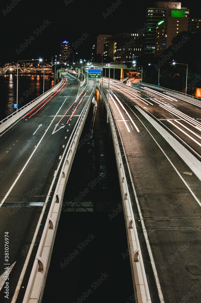 Night shot of highway in Brisbane, Queensland