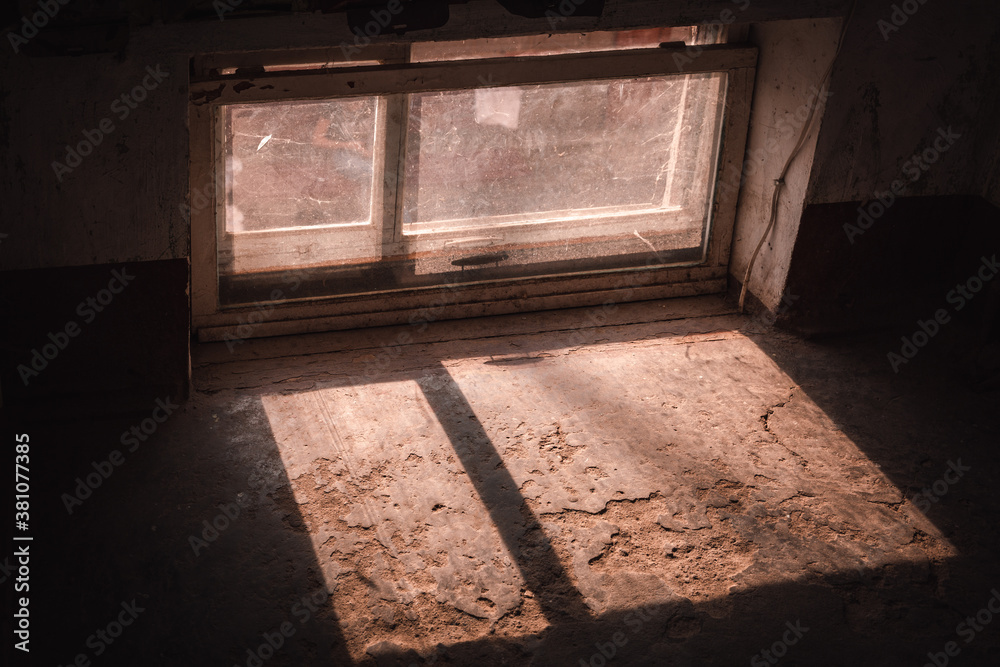 Sunlight Falling In Darkroom Through Window Sunlight Falling In Darkroom Through Window