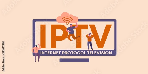 IPTV internet protocol television. Global media information coding technologies and web software digital graphic scripts and business monitoring interfaces poster of mobile vector applications.