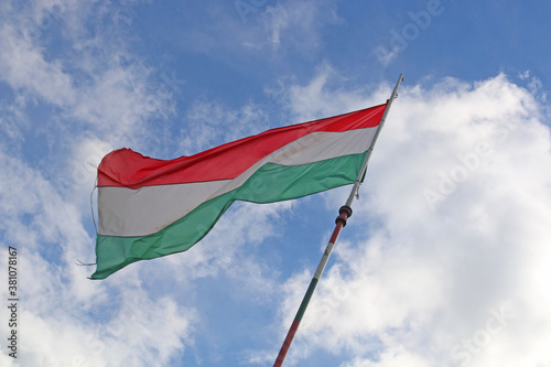Hungarian flag in the wind